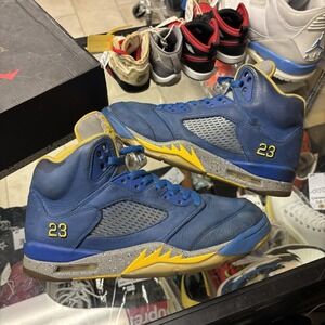 Air Jordan 5 Retro Laney Yellow Blue Suede CD2720-400 Sneakers Mens Size 10